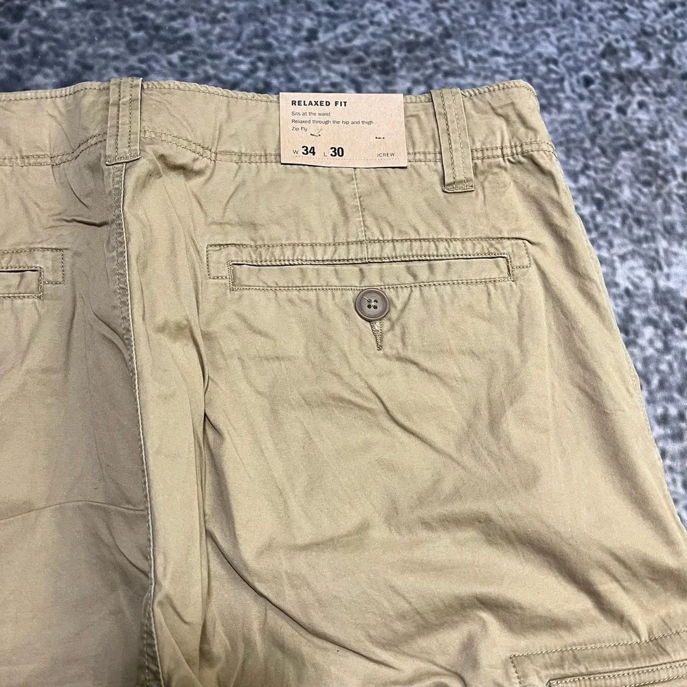 NWT J. Crew Cargo Pants Relaxed Fit Mens 34x30 Tan Ripstop Utility